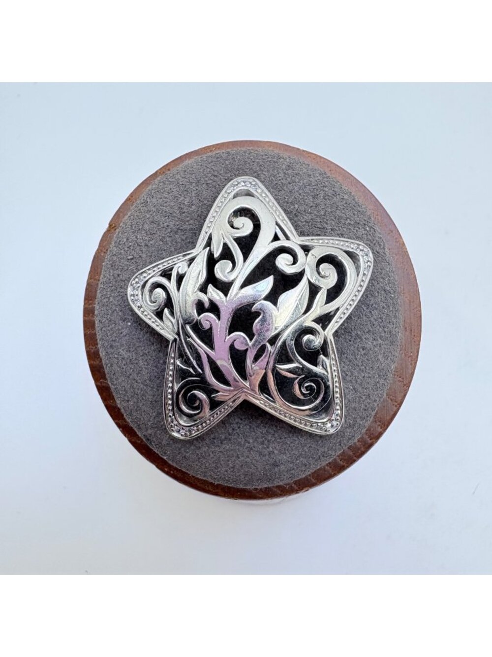 Scroll Design Sterling Silver 925 Star Pendant Size 1.25" Length